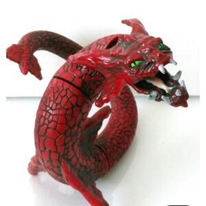 Vtg  Poseable 12" Red Cast Resin Dragon Serpent Figurine